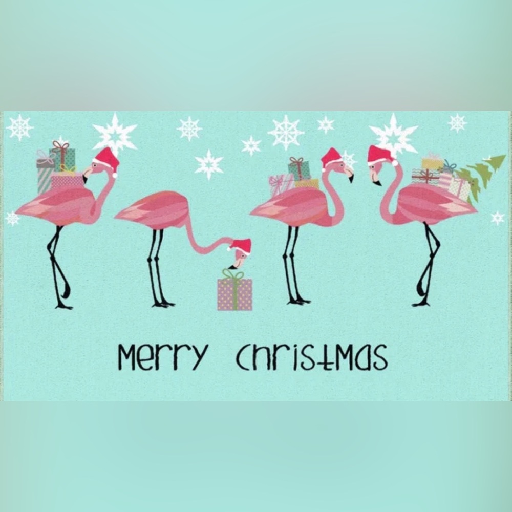 Flamingo Christmas rug